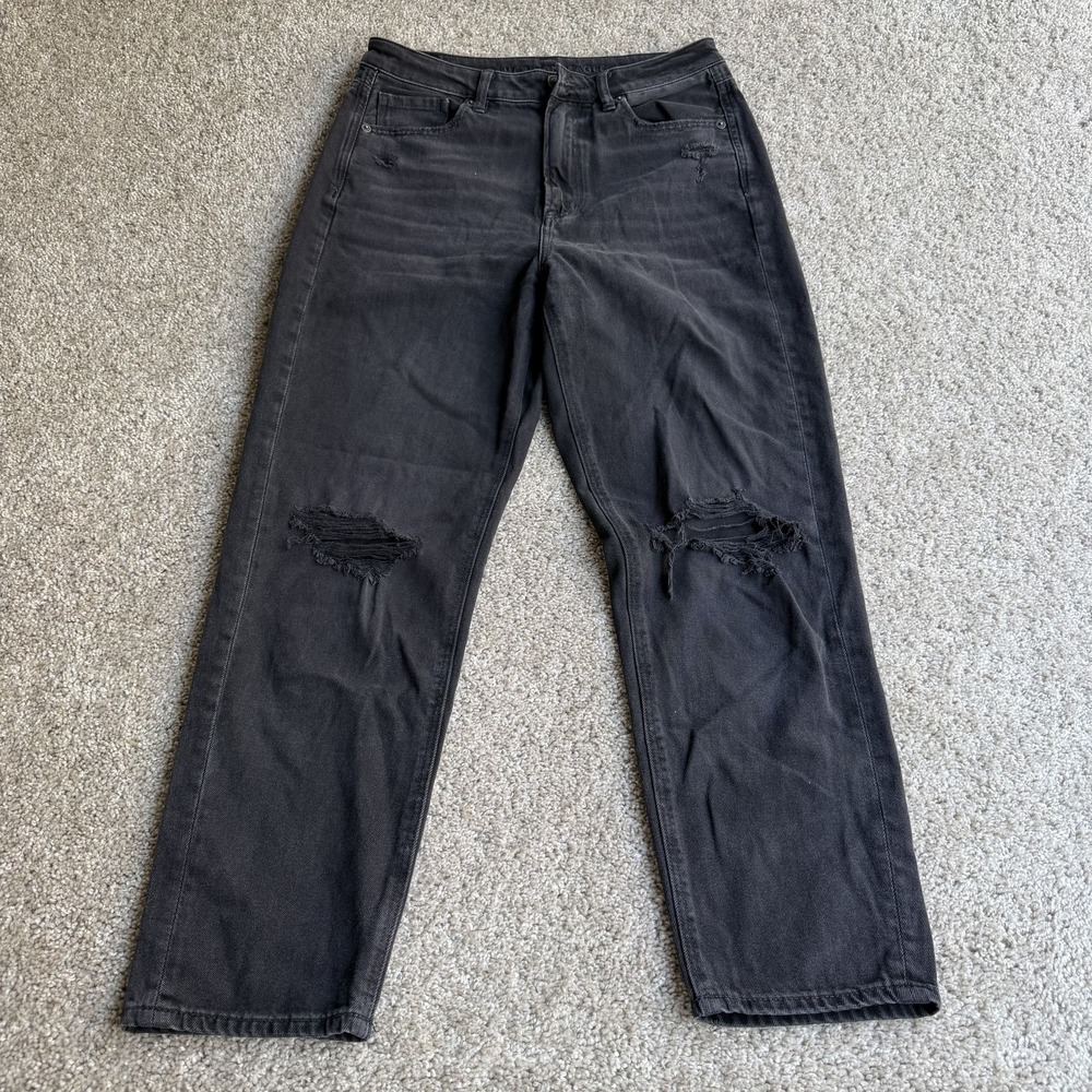 American Eagle Outfitters Straight Jeans Womens 6 Black Distressed Denim Pants